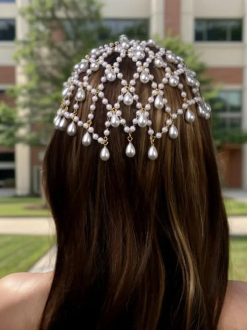 Gold Pearl Fairy Headpiece Head Chain Flapper 1920s Gatsby Party Women Hair